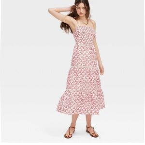 NWT - Roller Rabbit x Target Women Floral Tie-Shoulder Tiered Maxi A-Line Dress